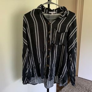 Blue and White Blouse